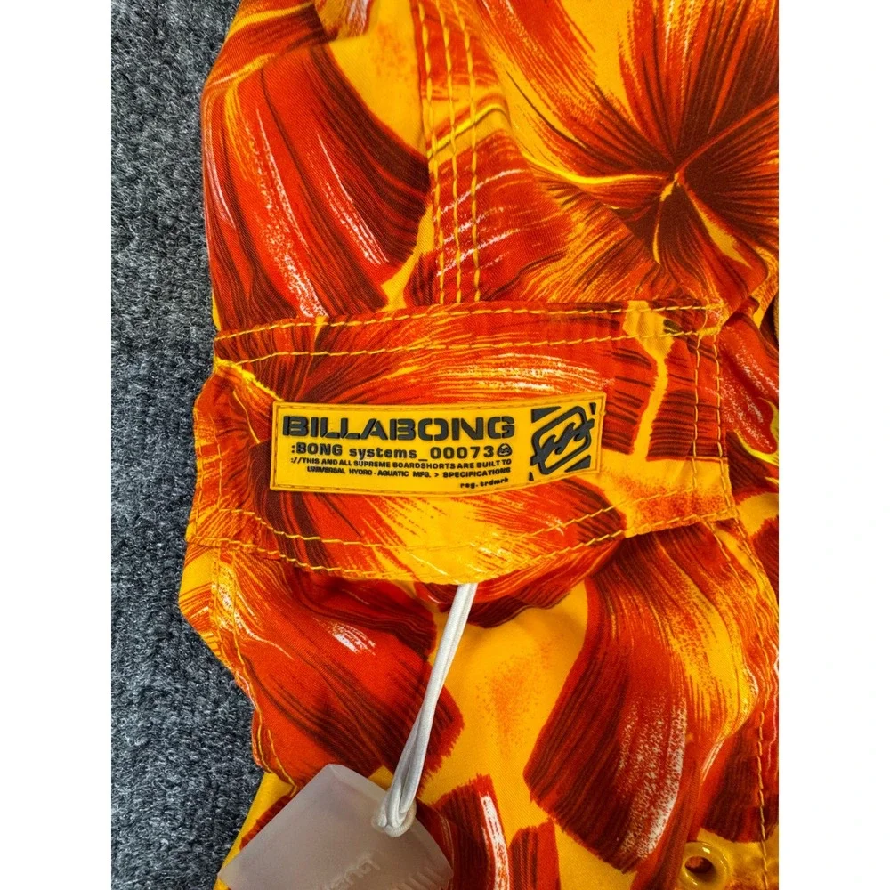 Billabong‎ Mens Hibiscus Floral Board Shorts Orange Yellow Size 34